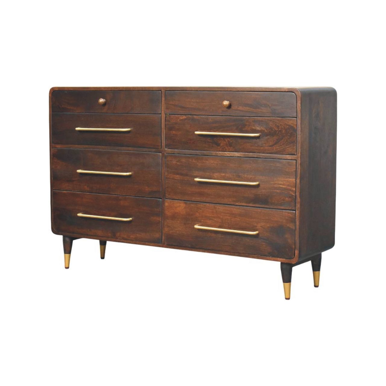Solid Mango Wood Velvet Mocha Finished 6 Drawer Valenza Chest - Image 2