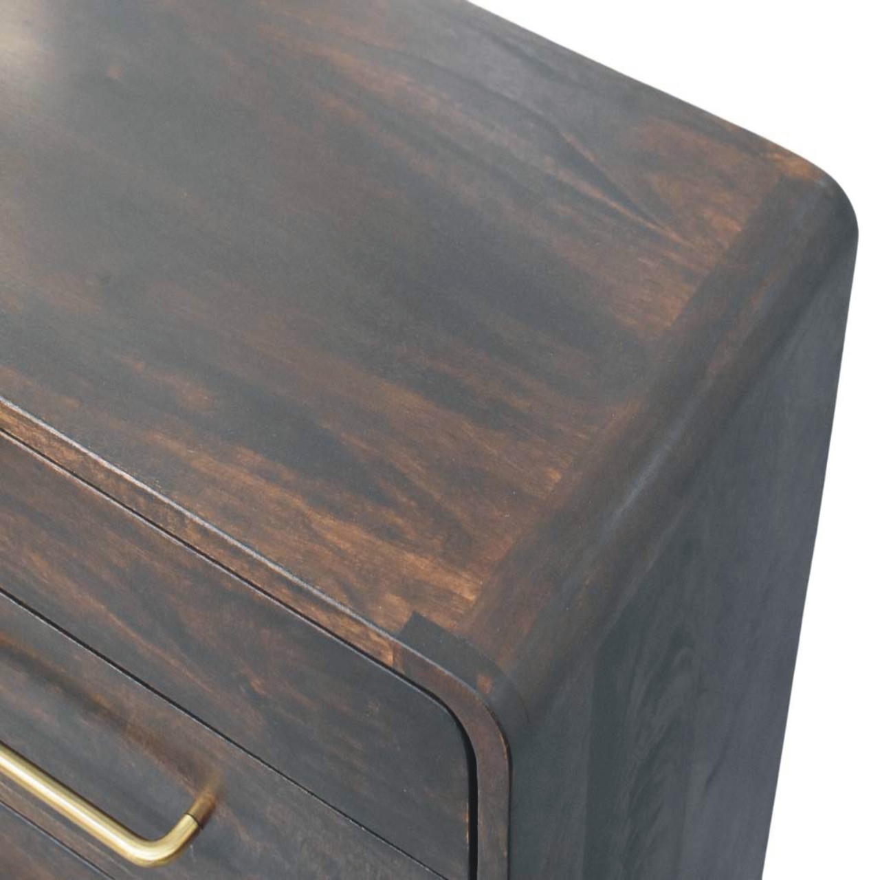 Solid Mango Wood Velvet Mocha Finished 6 Drawer Valenza Chest - Image 4