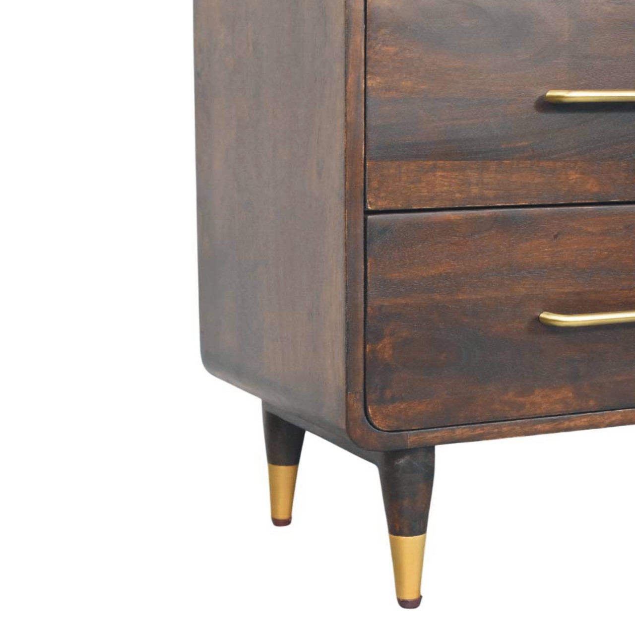 Solid Mango Wood Velvet Mocha Finished 6 Drawer Valenza Chest - Image 6
