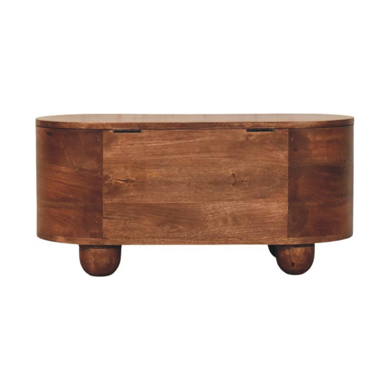 Solid Mango Wood Roasted Finished Almond Curva Storage Trunk - Image 9