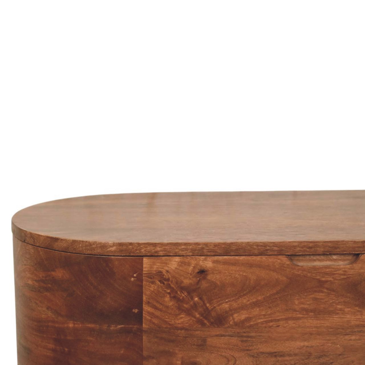 Solid Mango Wood Roasted Finished Almond Curva Storage Trunk - Image 3