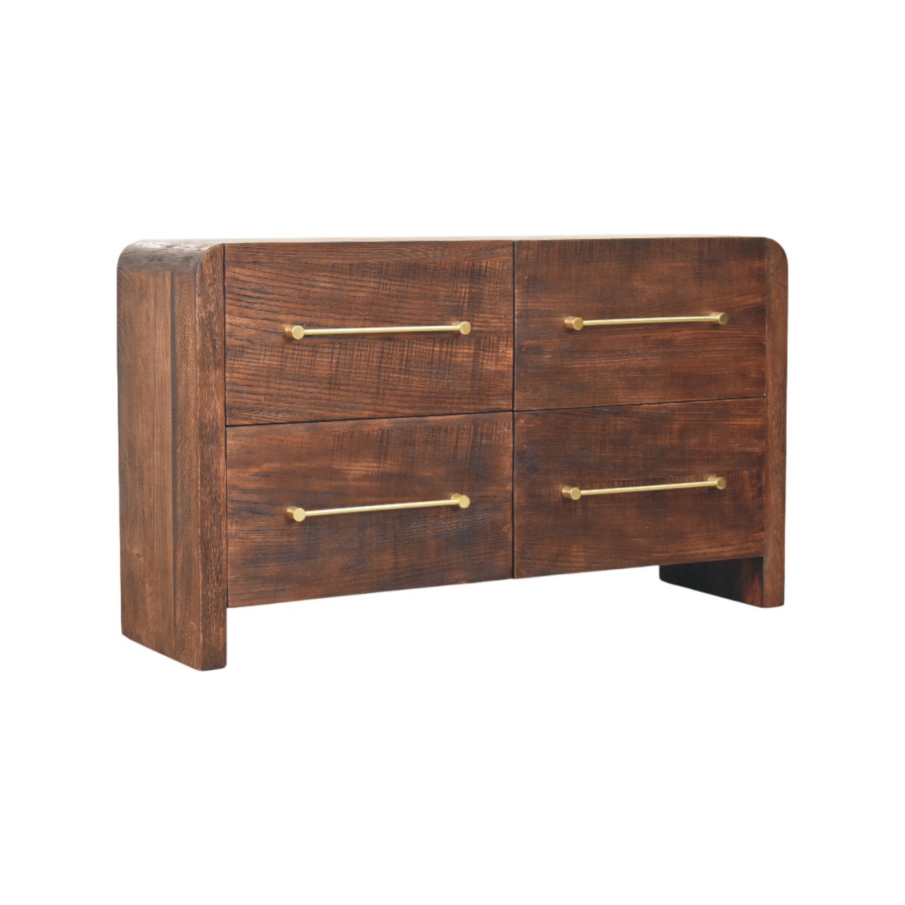 Solid Mango Wood Smoked Oak Finished 4 Drawer Aurelio Chest of Drawers - Image 2