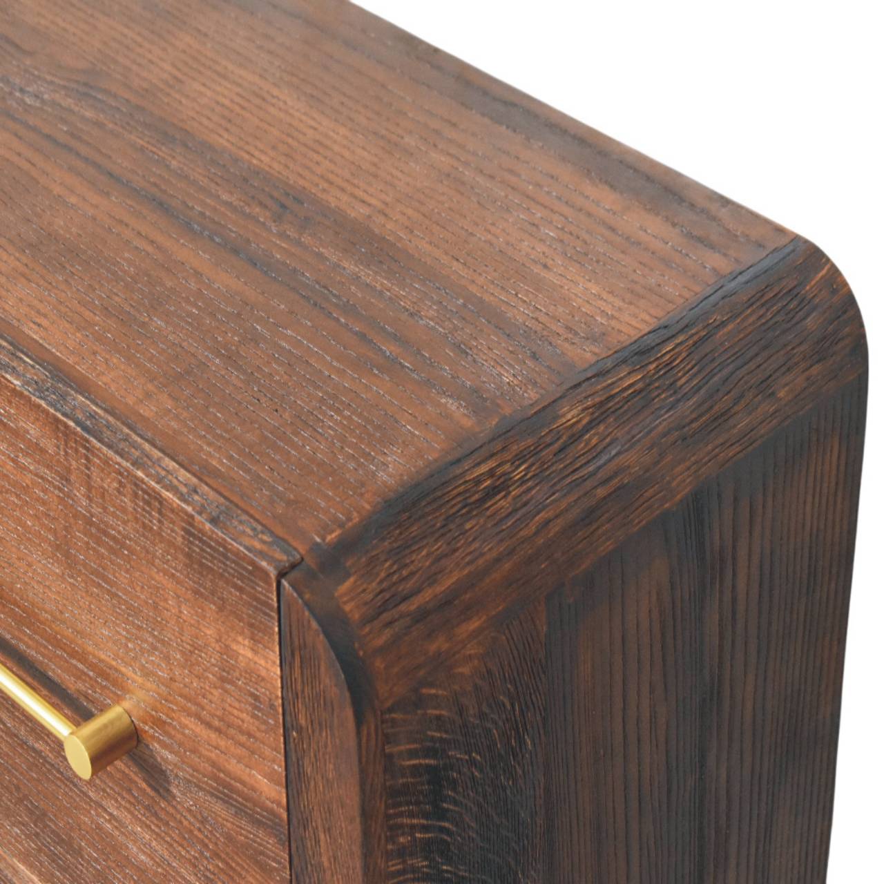 Solid Mango Wood Smoked Oak Finished 4 Drawer Aurelio Chest of Drawers - Image 4