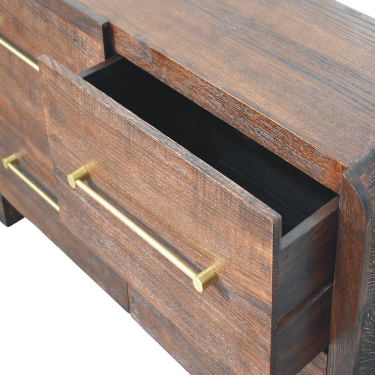 Solid Mango Wood Smoked Oak Finished 4 Drawer Aurelio Chest of Drawers - Image 5