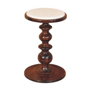 Solid Mango Wood Chestnut Finished Bellmont Marble-Top Side Table