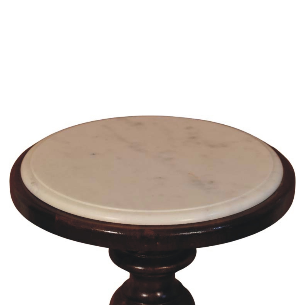 Solid Mango Wood Chestnut Finished Bellmont Marble-Top Side Table - Image 4