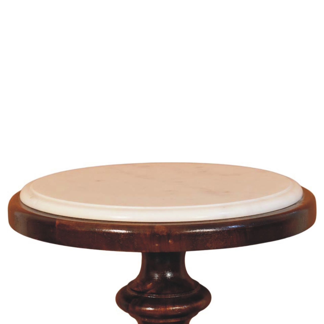 Solid Mango Wood Chestnut Finished Bellmont Marble-Top Side Table - Image 5