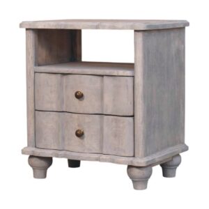 Solid Mango Wood Acid Washed Finished 2 Drawer Lucia Bedside