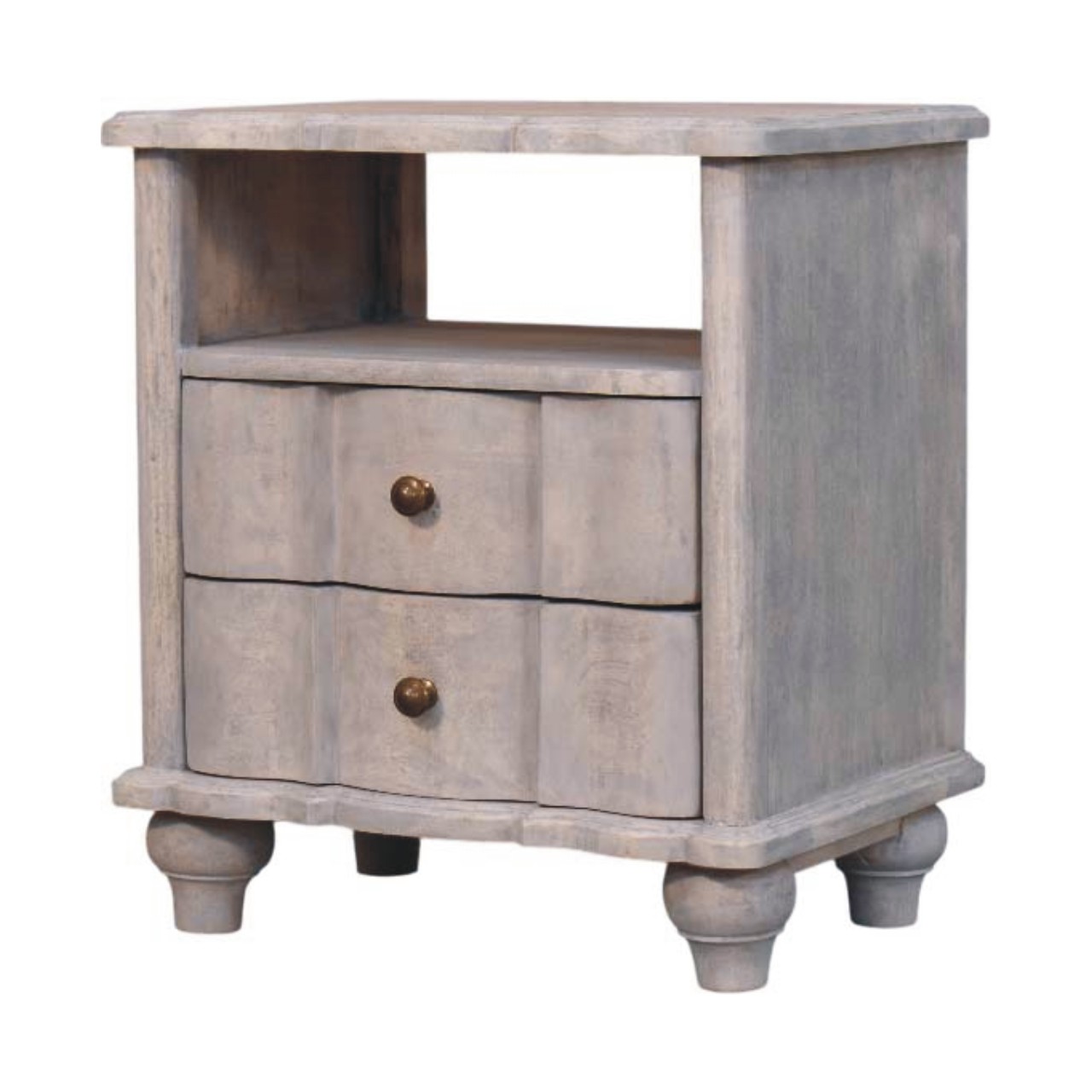 Solid Mango Wood Acid Washed Finished 2 Drawer Lucia Bedside