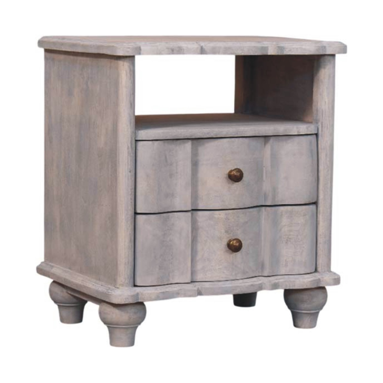 Solid Mango Wood Acid Washed Finished 2 Drawer Lucia Bedside - Image 2