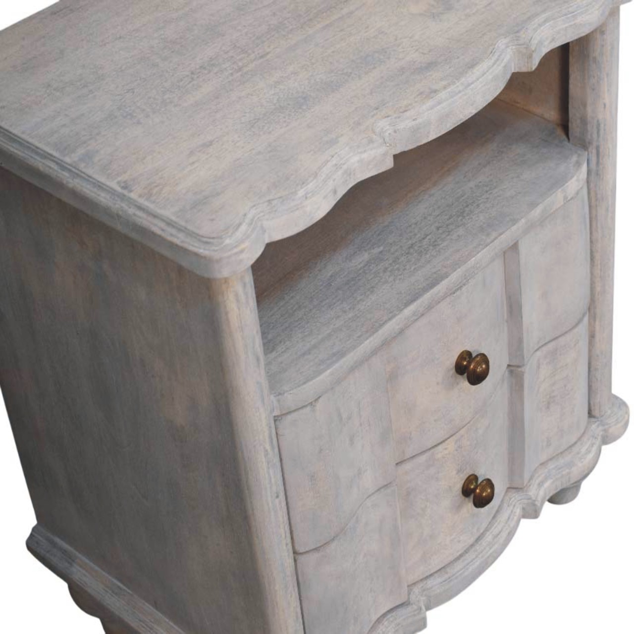 Solid Mango Wood Acid Washed Finished 2 Drawer Lucia Bedside - Image 4