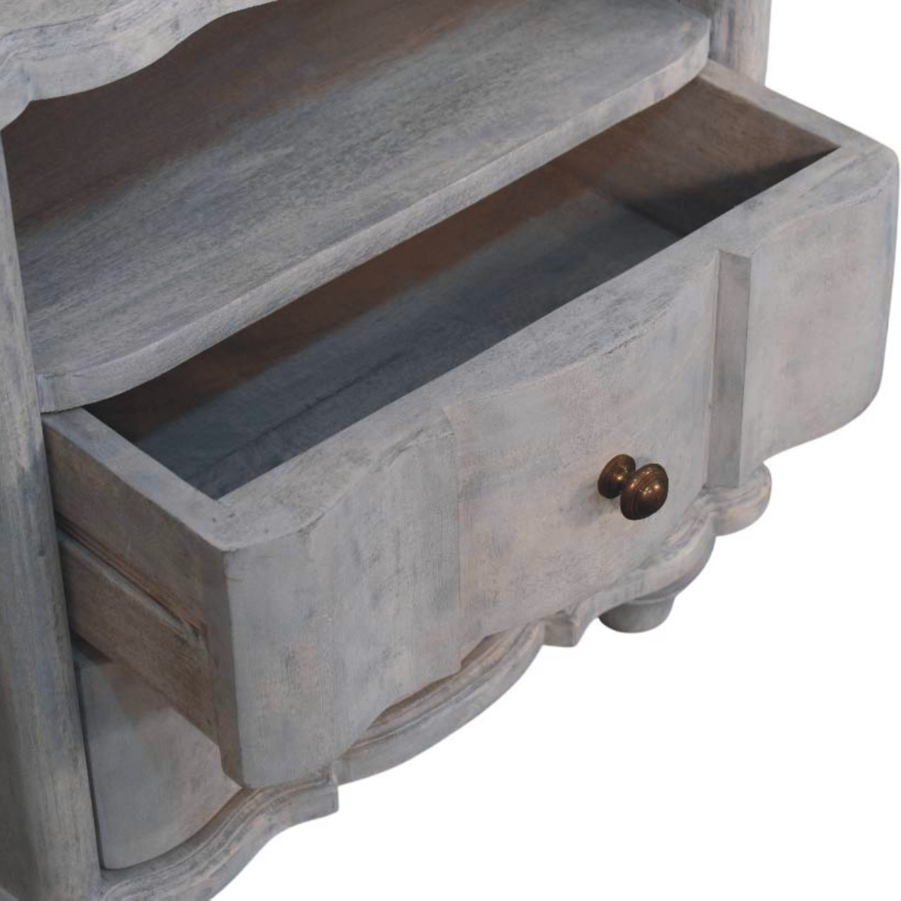 Solid Mango Wood Acid Washed Finished 2 Drawer Lucia Bedside - Image 5