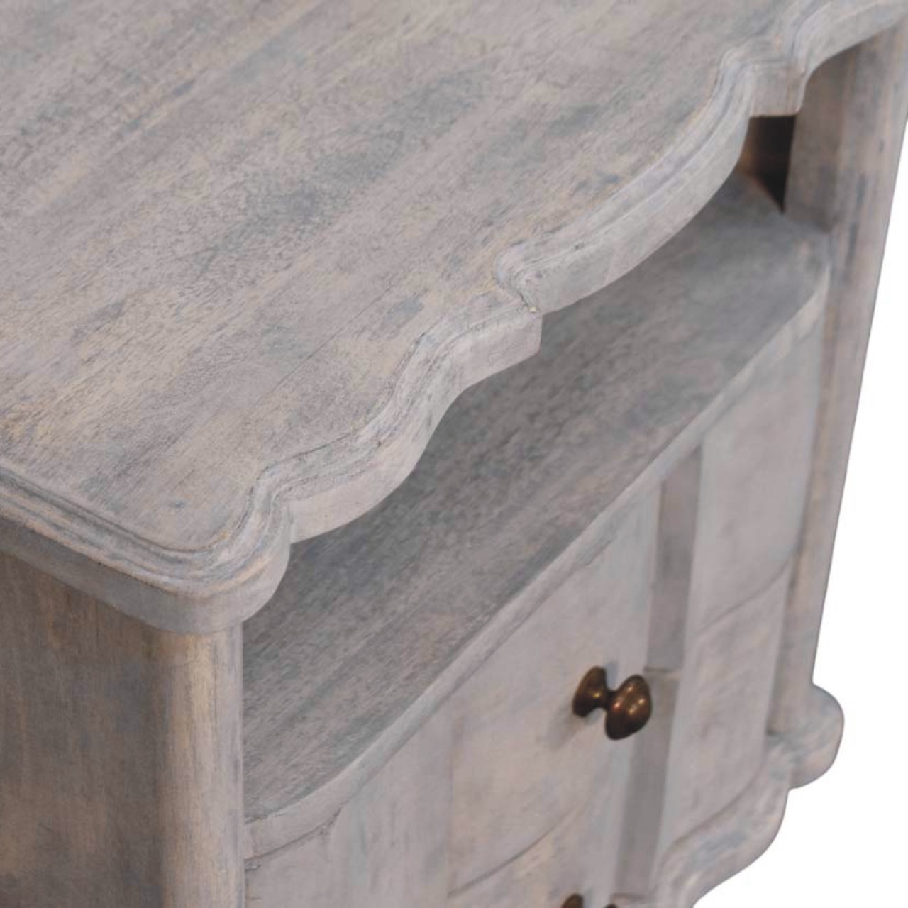 Solid Mango Wood Acid Washed Finished 2 Drawer Lucia Bedside - Image 6