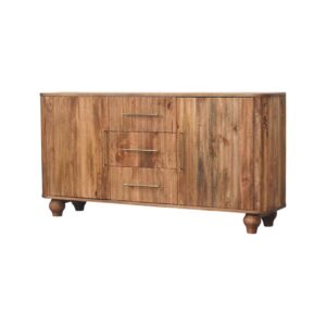 Solid Mango Wood Golden Teak Finished 3 Drawer 2 Door Montara Sideboard