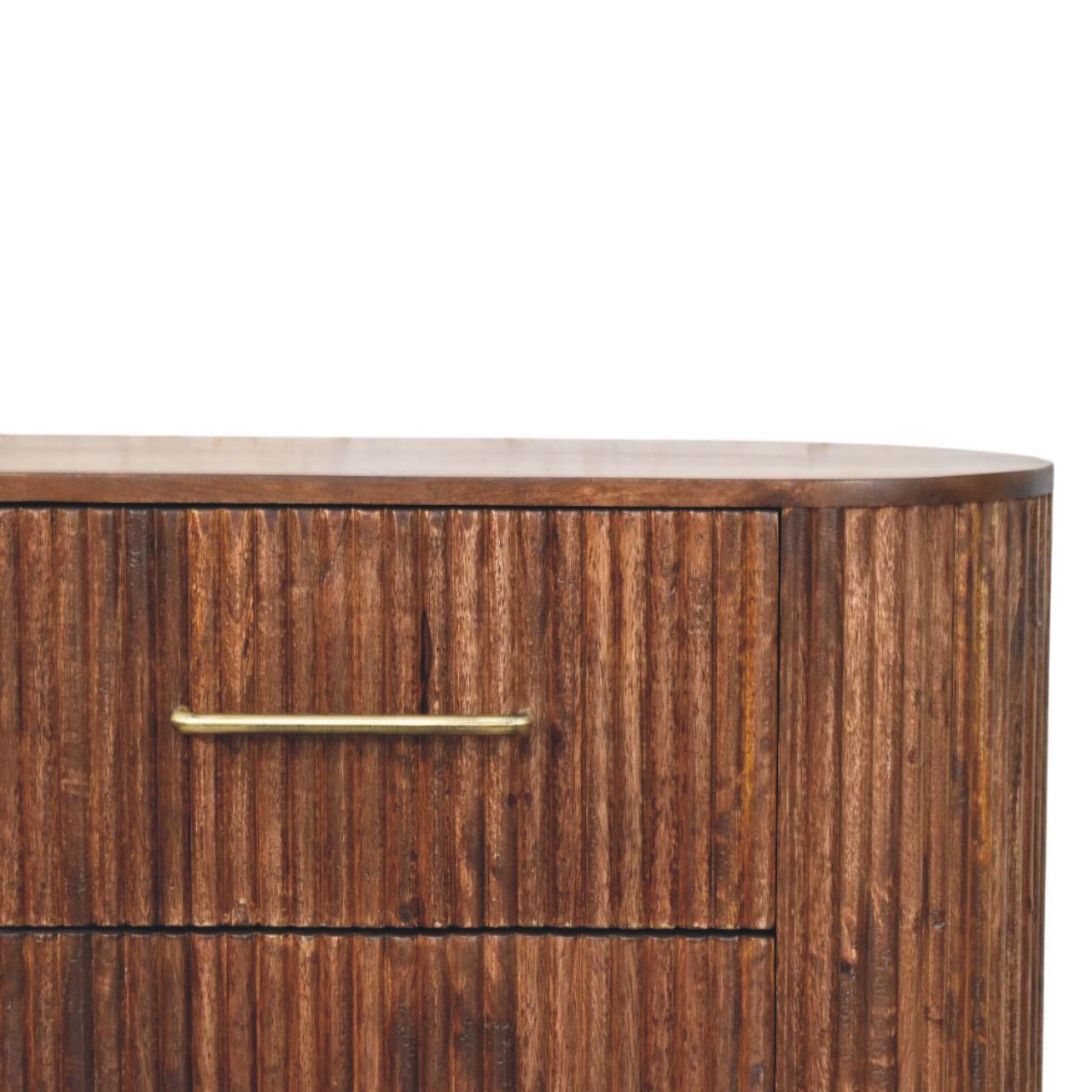 Solid Mango Wood Roasted Almond Finished 6 Drawer Ridgefront Chest - Image 3