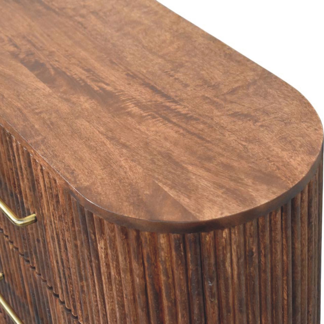Solid Mango Wood Roasted Almond Finished 6 Drawer Ridgefront Chest - Image 4