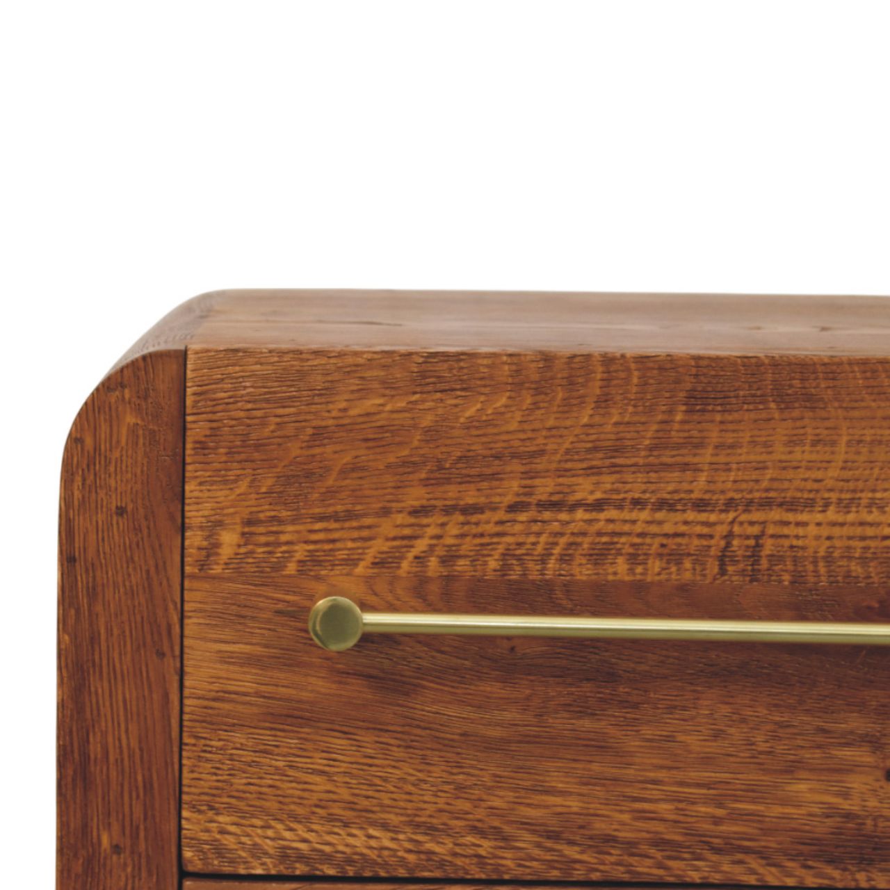 Solid Mango Wood Tiger Oak Finished Aurelio 2 Drawer Bedside - Image 3
