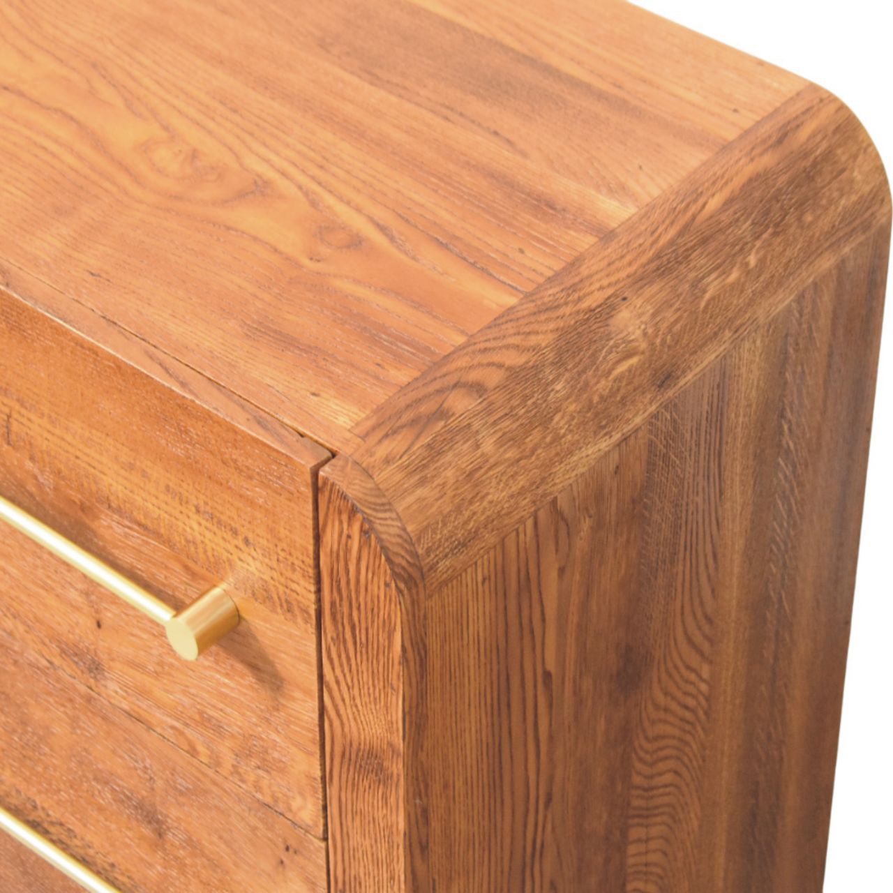 Solid Mango Wood Tiger Oak Finished Aurelio 2 Drawer Bedside - Image 4