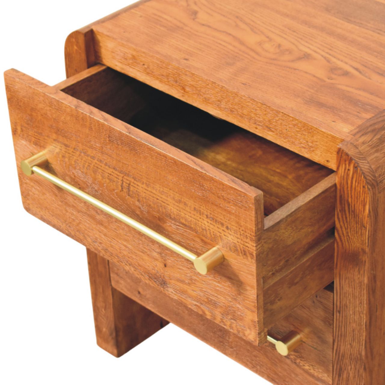Solid Mango Wood Tiger Oak Finished Aurelio 2 Drawer Bedside - Image 5
