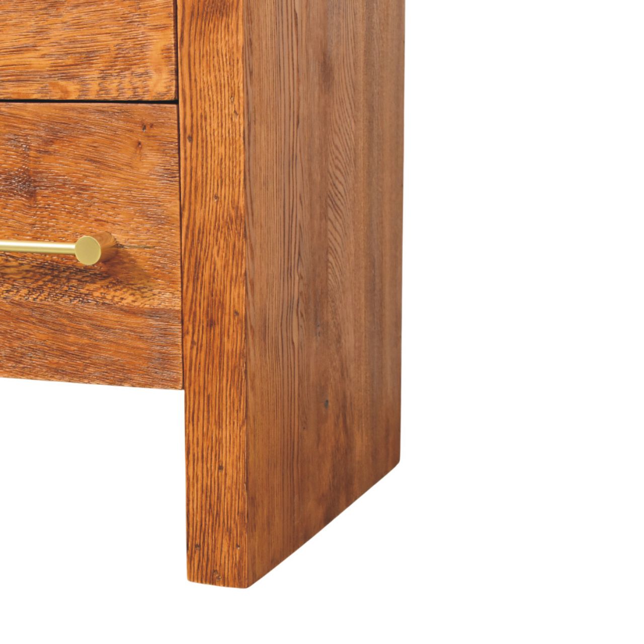 Solid Mango Wood Tiger Oak Finished Aurelio 2 Drawer Bedside - Image 6