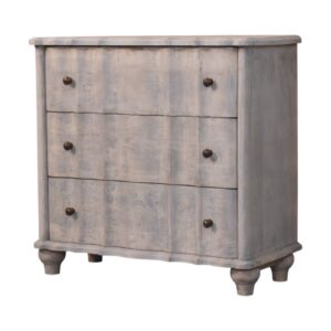 Solid Mango Wood Acid Washed 3 Drawer Lume Panel Chest
