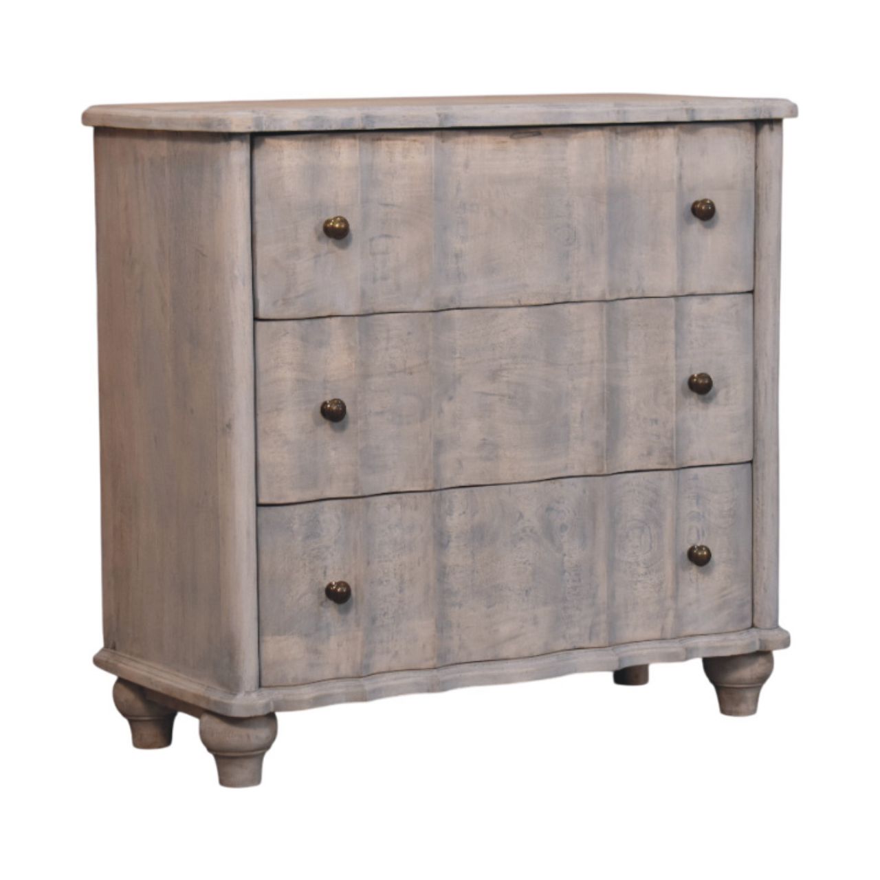 Solid Mango Wood Acid Washed 3 Drawer Lume Panel Chest - Image 2