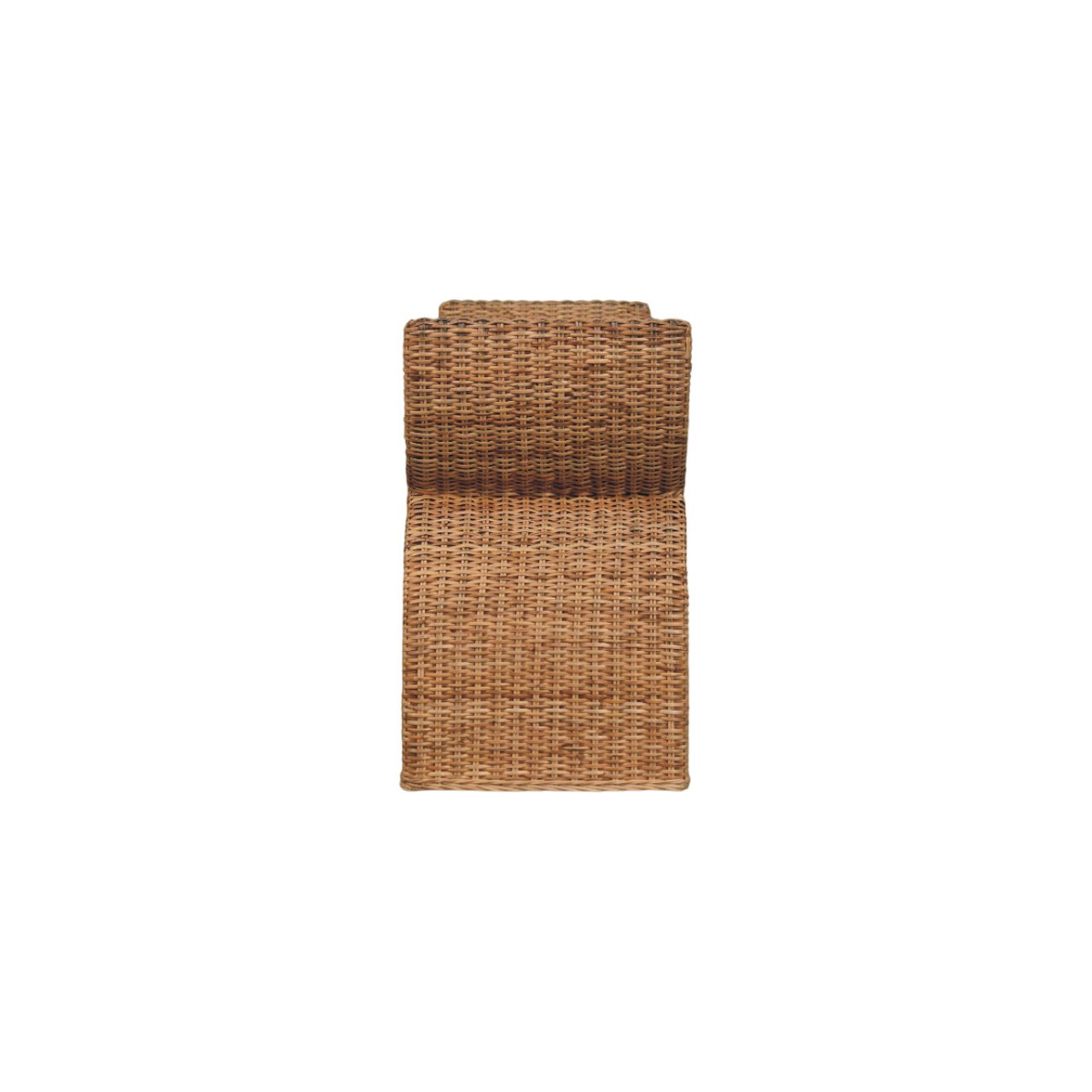 Solid Mango Wood Oak Finished Rattan Weave Boucle Cushioned Bench - Image 8
