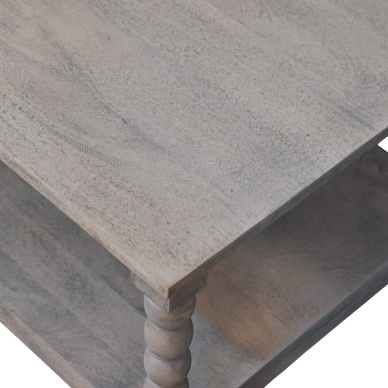 Solid Mango Wood Acid Washed Ellsworth Spindle Legs Coffee Table - Image 4