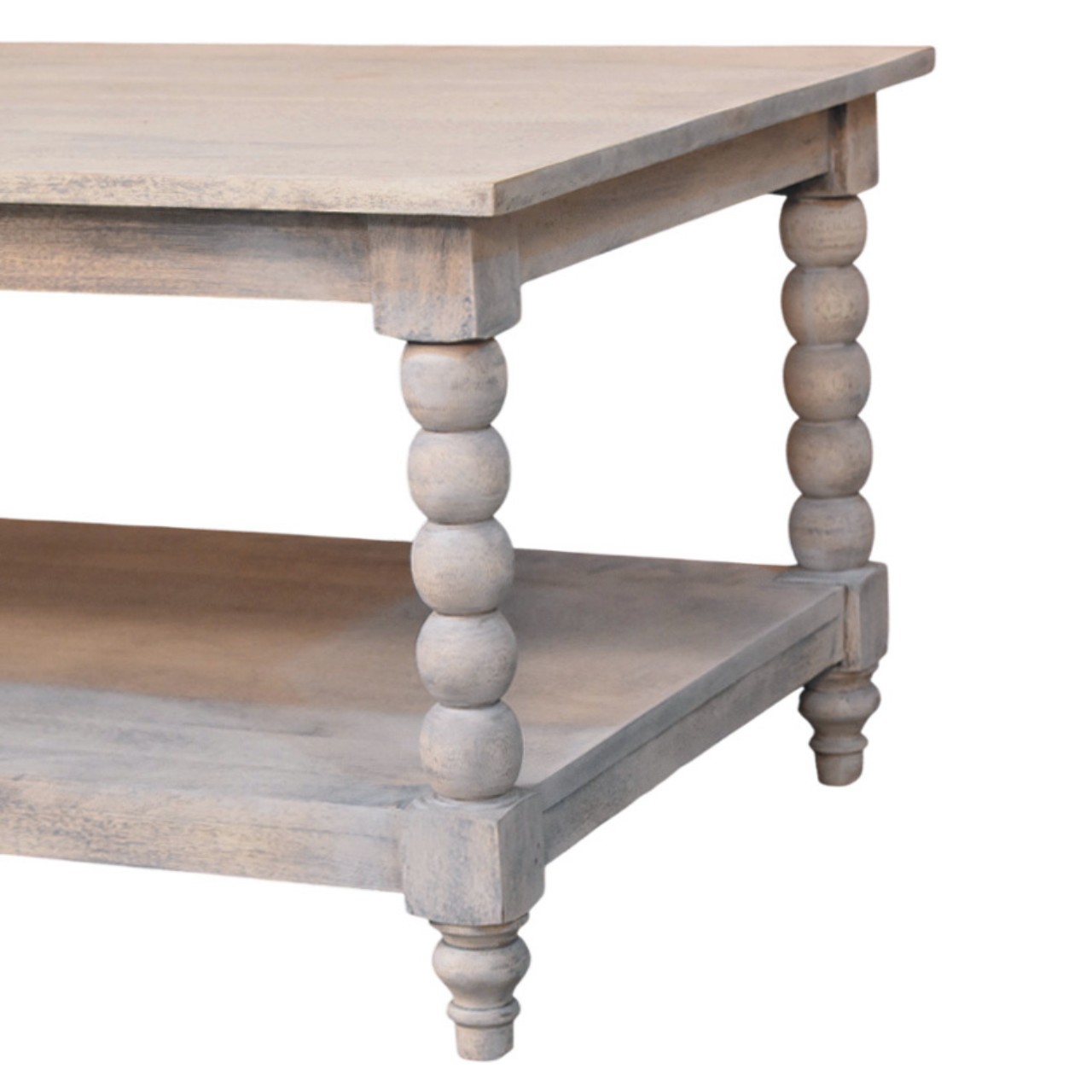 Solid Mango Wood Acid Washed Ellsworth Spindle Legs Coffee Table - Image 5