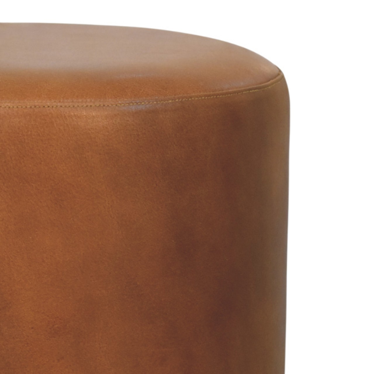 Solid Mango Wood Brown Leather Finished Bola Feet Stool - Image 3