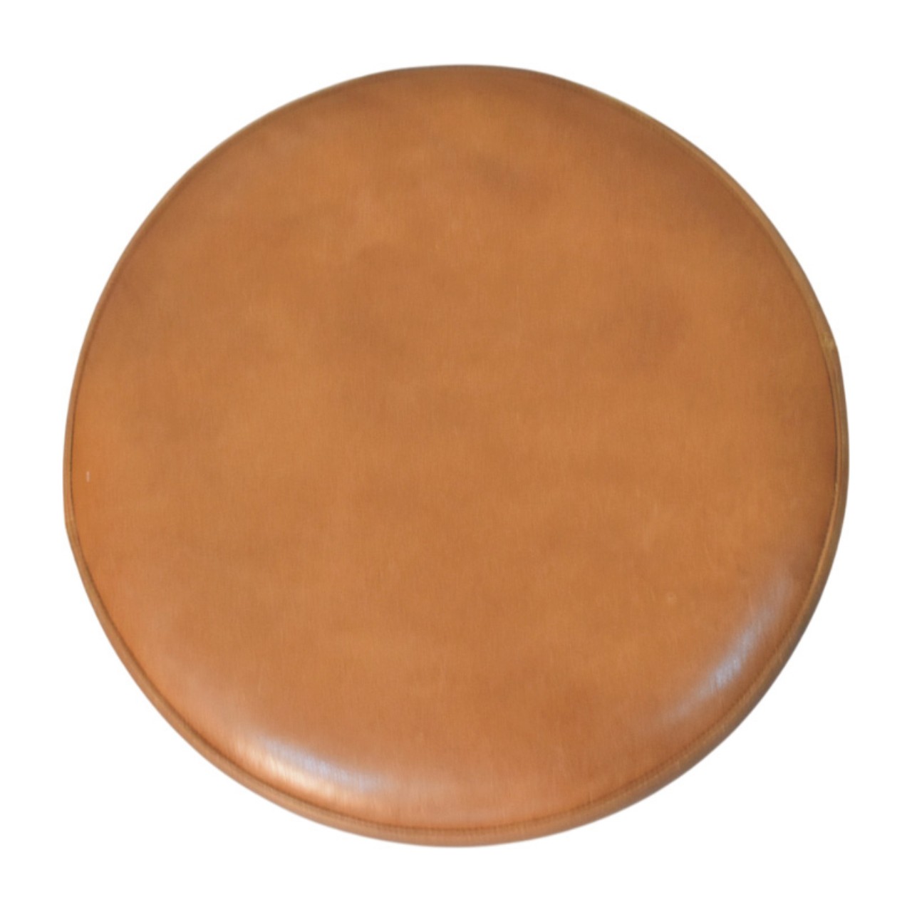 Solid Mango Wood Brown Leather Finished Bola Feet Stool - Image 8