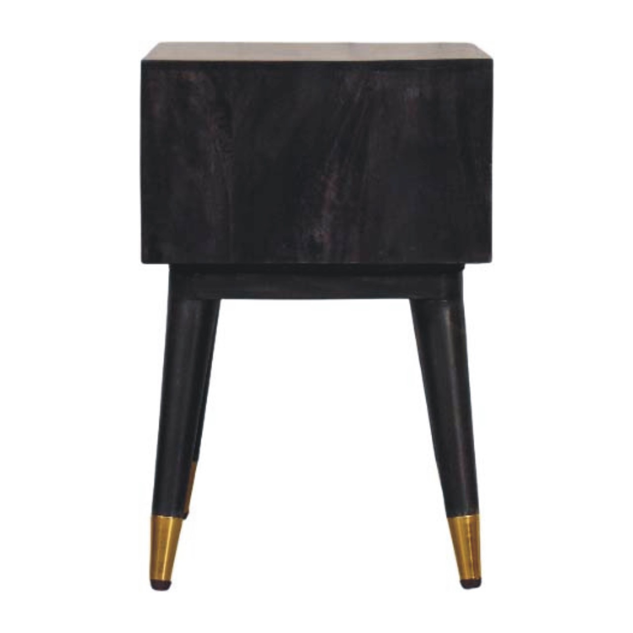 Solid Mango Wood Carbon Ash Finished Mid-Century Open Bedside - Image 8