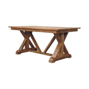 Solid Mango Wood Oak Finished 180cm Treston Trestle Style Dining Table