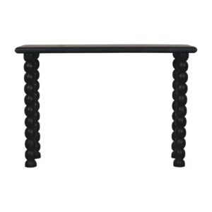 Solid Mango Wood Carbon Ash Finished Spindle Legs Linear Console