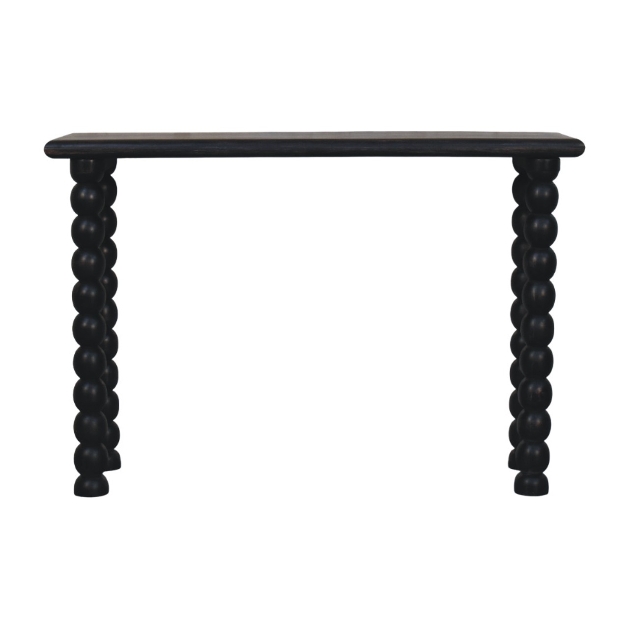 Solid Mango Wood Carbon Ash Finished Spindle Legs Linear Console
