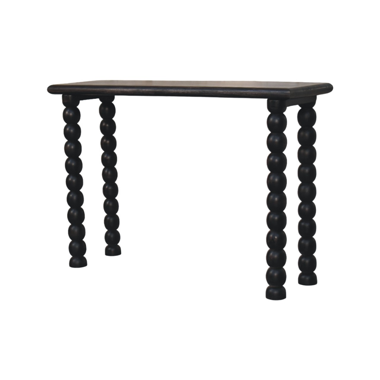 Solid Mango Wood Carbon Ash Finished Spindle Legs Linear Console - Image 2