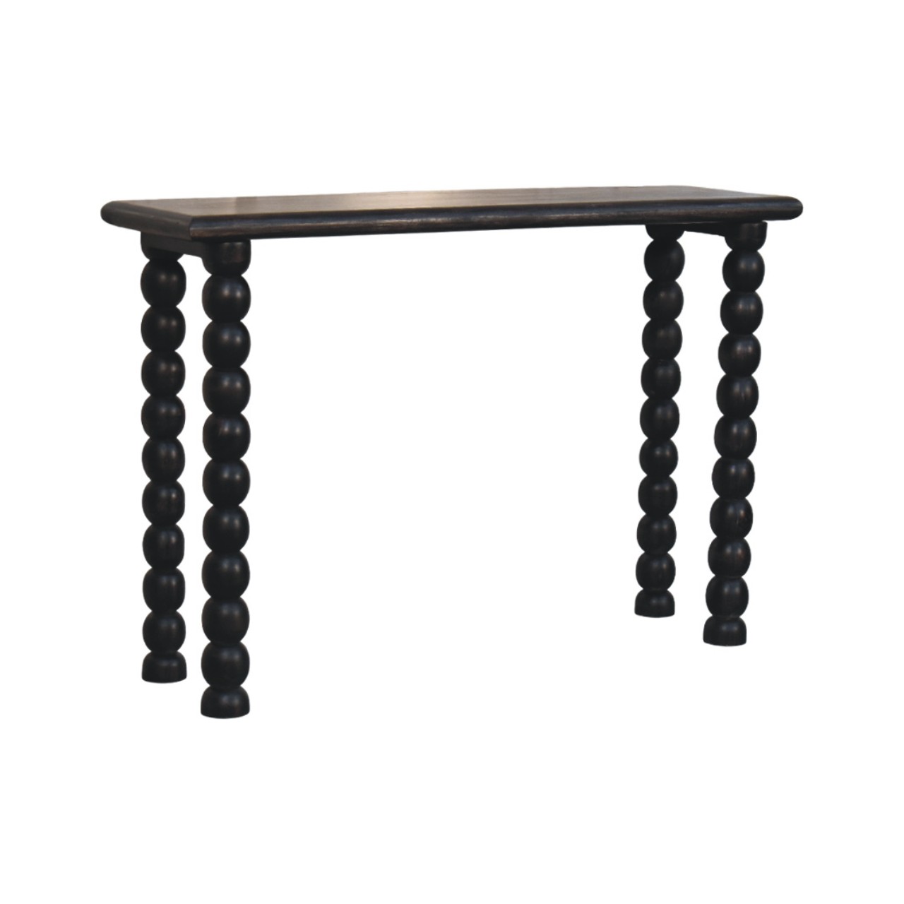 Solid Mango Wood Carbon Ash Finished Spindle Legs Linear Console - Image 3