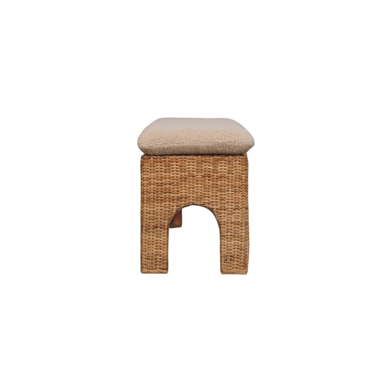 Solid Mango Wood Oak Finish Rattan Harmony Soft Cushioned Bench - Image 8