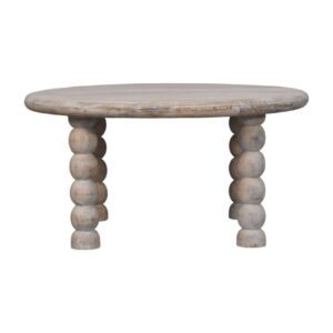 Solid Mango Wood Salted Oak Finished Spindle Legs Coffee Table