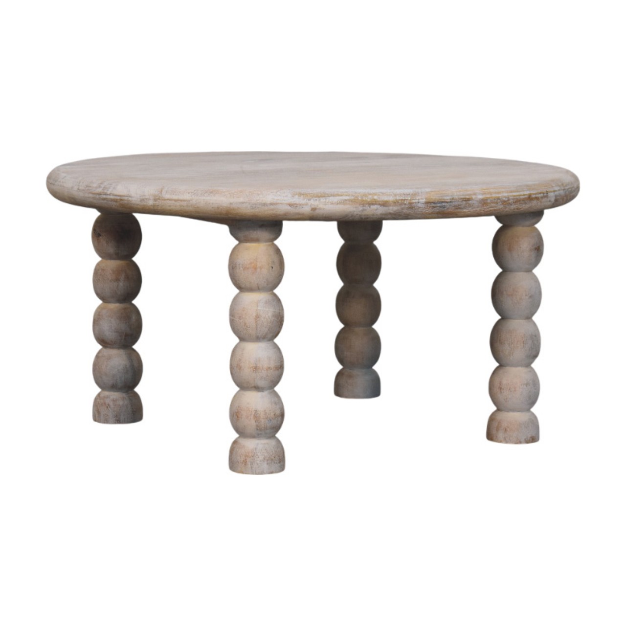 Solid Mango Wood Salted Oak Finished Spindle Legs Coffee Table - Image 2