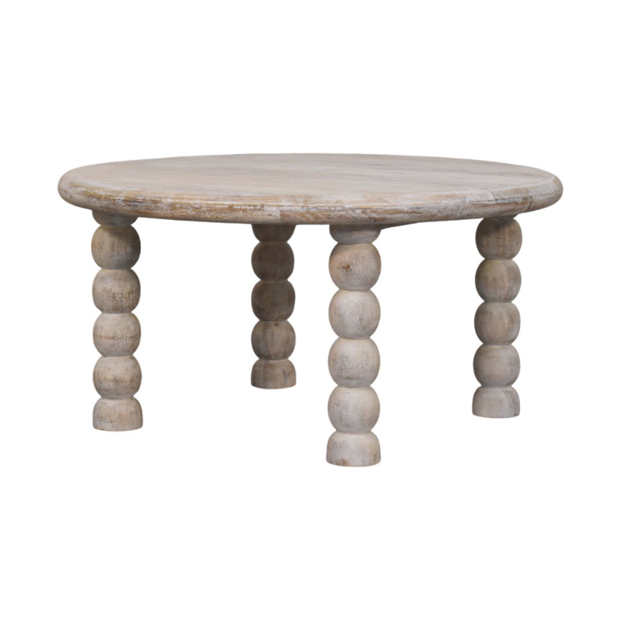 Solid Mango Wood Salted Oak Finished Spindle Legs Coffee Table - Image 3