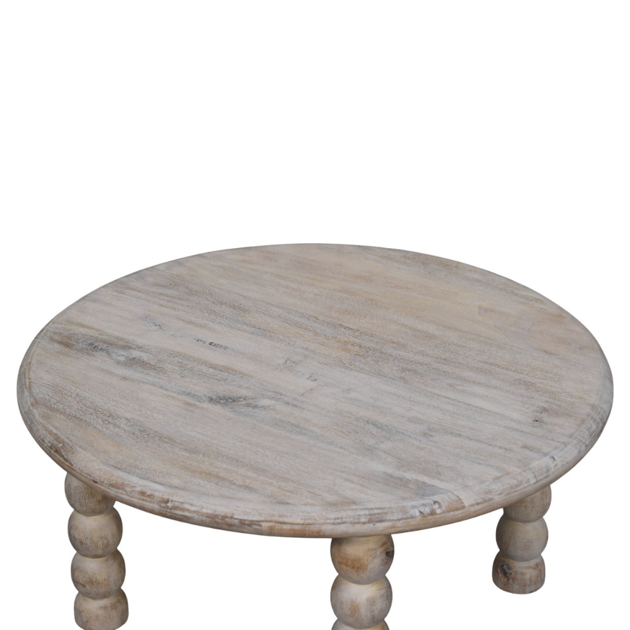 Solid Mango Wood Salted Oak Finished Spindle Legs Coffee Table - Image 4