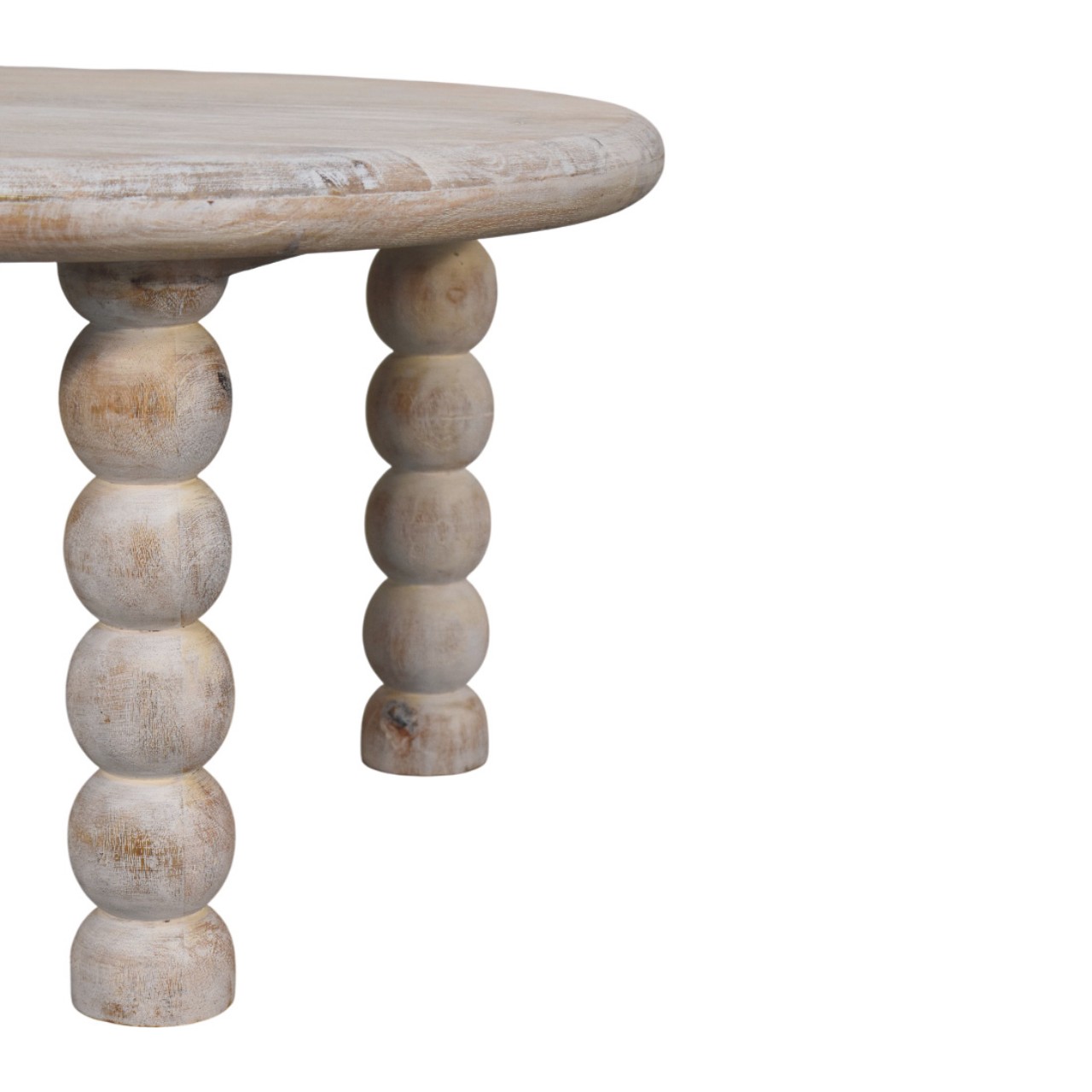 Solid Mango Wood Salted Oak Finished Spindle Legs Coffee Table - Image 5