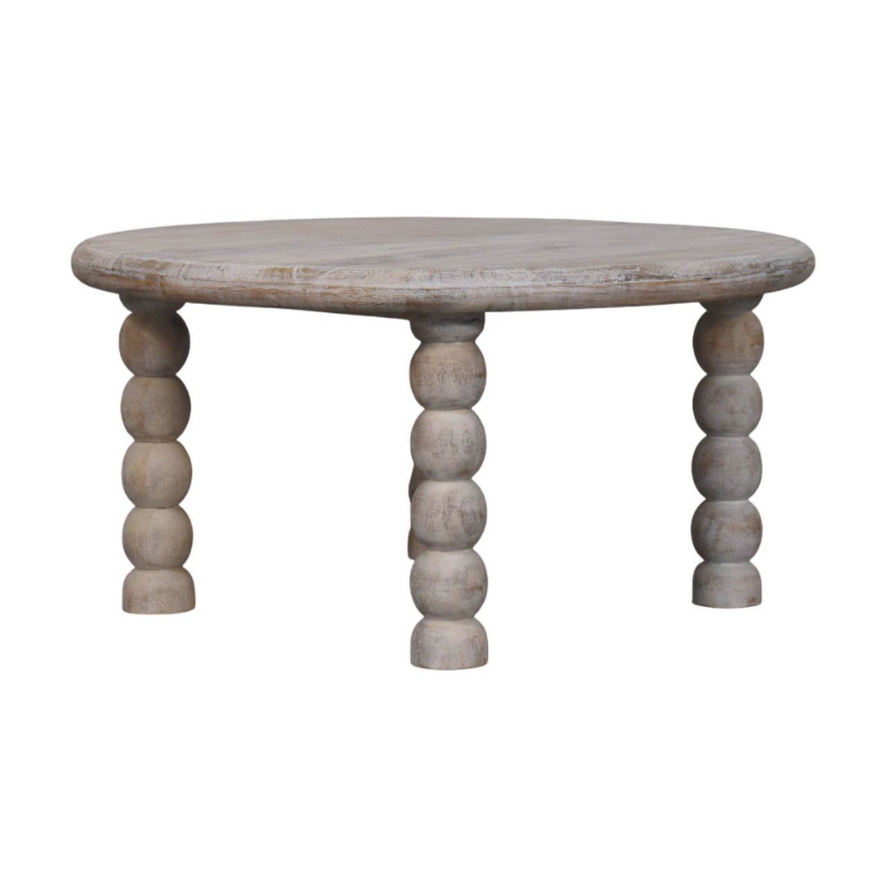 Solid Mango Wood Salted Oak Finished Spindle Legs Coffee Table - Image 8