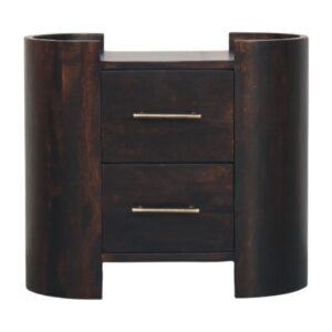 Solid Mango Wood Velvet Mocha Finished Valencia Two-Drawer Bedside Table