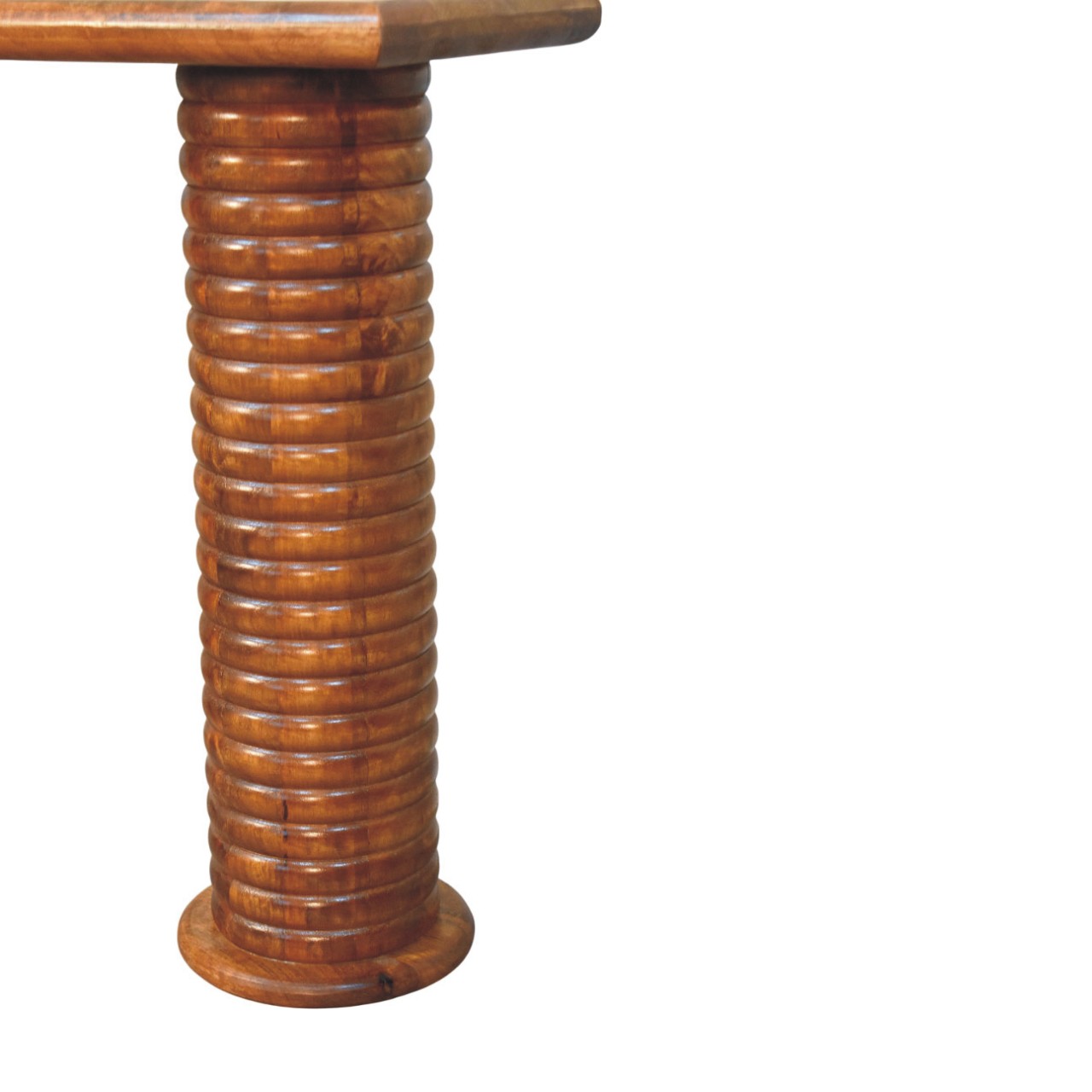 Solid Mango Wood Amber Oak Finished Sculpted Leg Console - Image 7