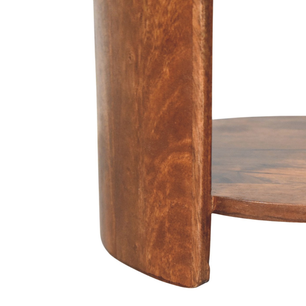 Solid Mango Wood Roast Almond Finished Savoy Leather Upholstered Stool - Image 6