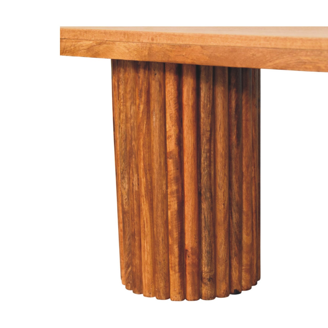 Solid Mango Wood Amber Oak Finished Astoria Fluted Bench - Image 9