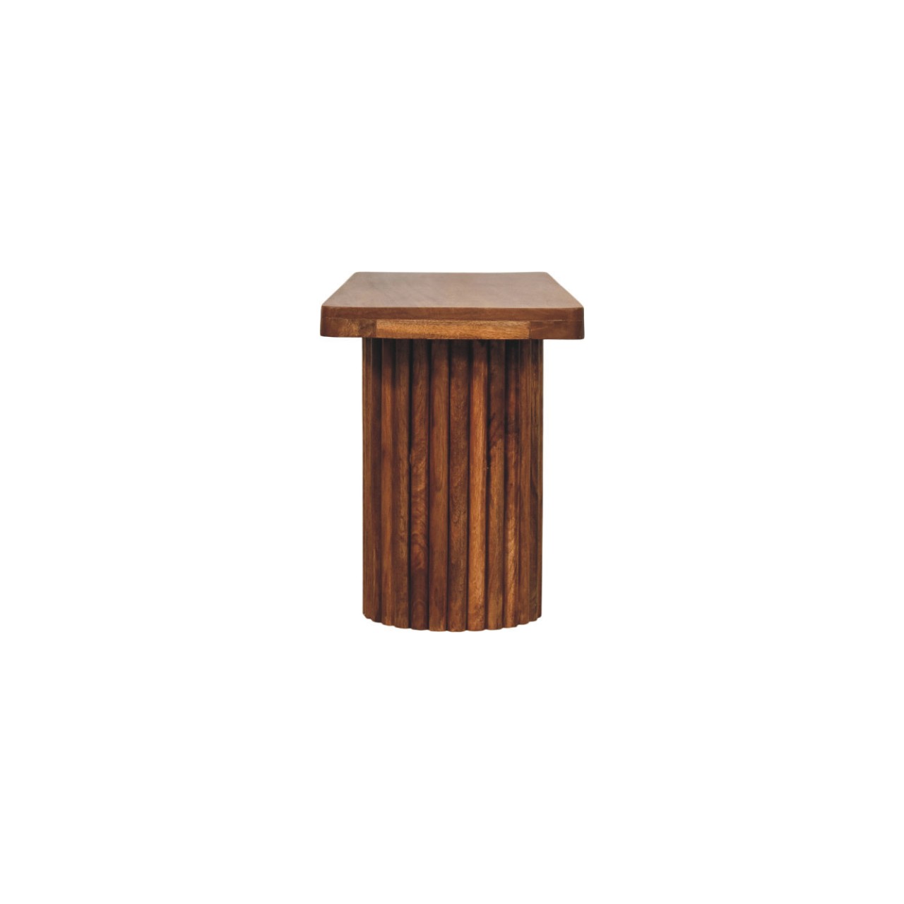 Solid Mango Wood Amber Oak Finished Astoria Fluted Bench - Image 8