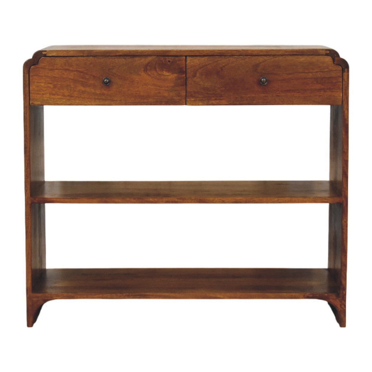 Solid Mango Wood Chestnut Finished Ellington 2 Drawer Console Table - Image 2